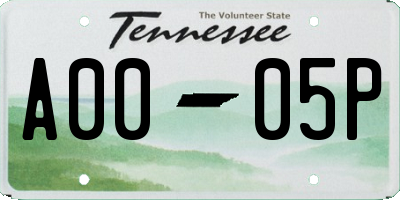 TN license plate A0005P