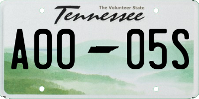 TN license plate A0005S