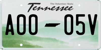 TN license plate A0005V