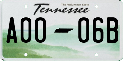TN license plate A0006B
