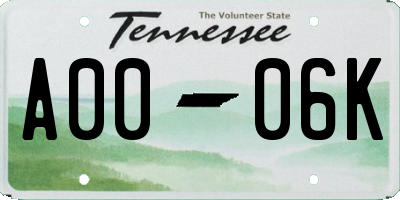 TN license plate A0006K
