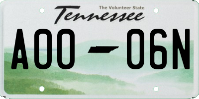 TN license plate A0006N
