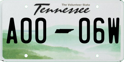 TN license plate A0006W