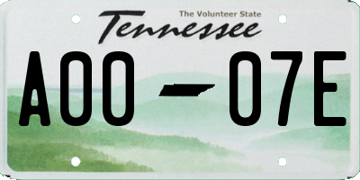 TN license plate A0007E