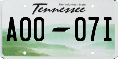 TN license plate A0007I