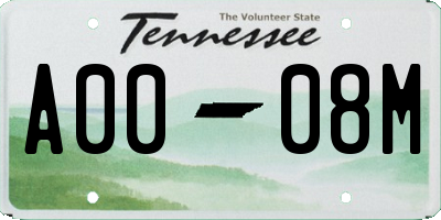 TN license plate A0008M