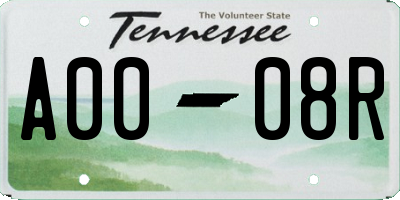 TN license plate A0008R