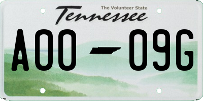 TN license plate A0009G