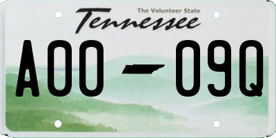 TN license plate A0009Q
