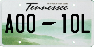 TN license plate A0010L