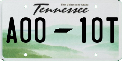 TN license plate A0010T