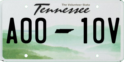 TN license plate A0010V