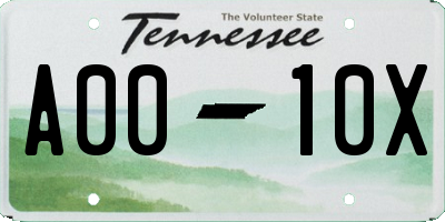TN license plate A0010X