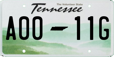 TN license plate A0011G