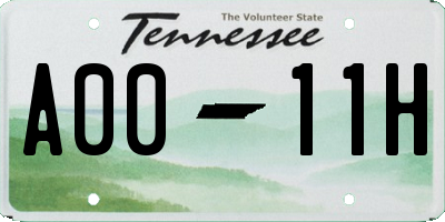 TN license plate A0011H