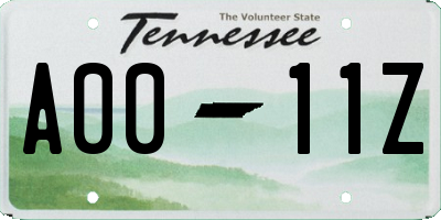 TN license plate A0011Z
