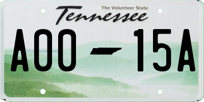TN license plate A0015A