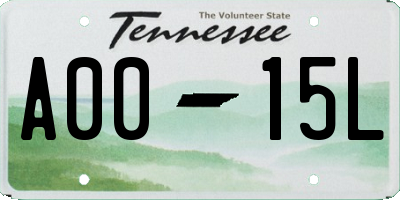 TN license plate A0015L