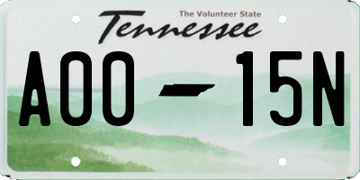 TN license plate A0015N