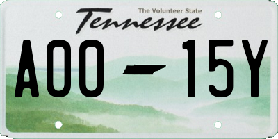 TN license plate A0015Y