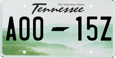 TN license plate A0015Z