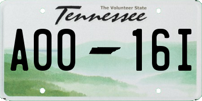 TN license plate A0016I