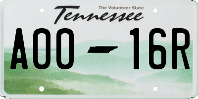 TN license plate A0016R