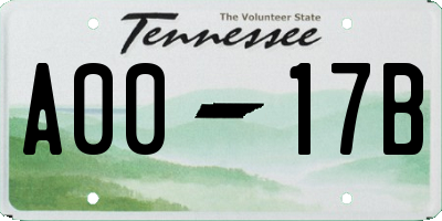 TN license plate A0017B