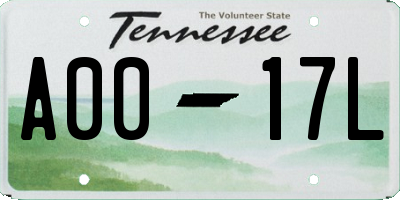 TN license plate A0017L