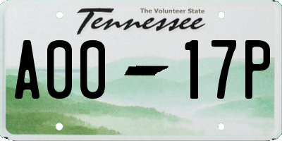 TN license plate A0017P
