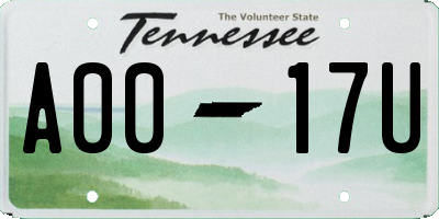 TN license plate A0017U