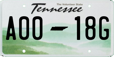 TN license plate A0018G