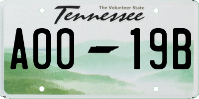 TN license plate A0019B