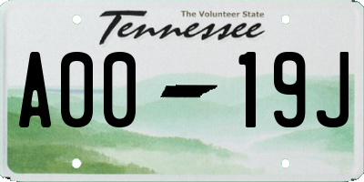 TN license plate A0019J