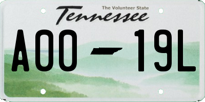 TN license plate A0019L