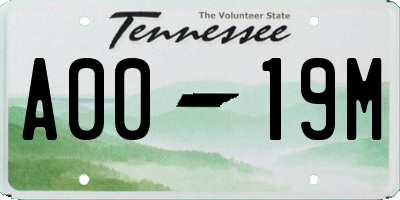 TN license plate A0019M