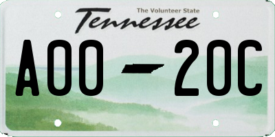 TN license plate A0020C