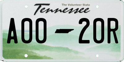 TN license plate A0020R