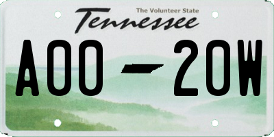 TN license plate A0020W