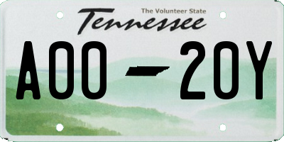 TN license plate A0020Y