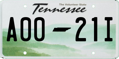 TN license plate A0021I