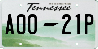 TN license plate A0021P
