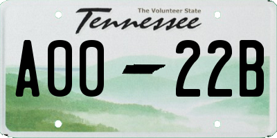 TN license plate A0022B
