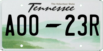 TN license plate A0023R