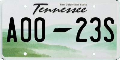 TN license plate A0023S