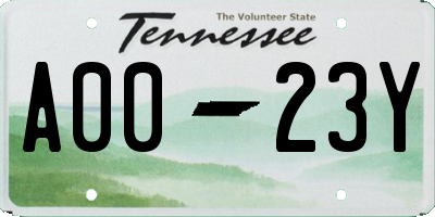 TN license plate A0023Y