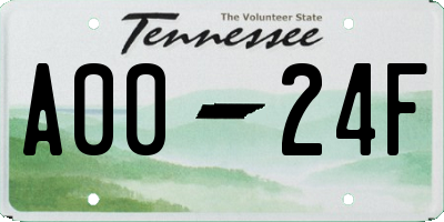 TN license plate A0024F