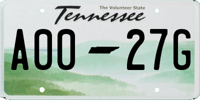 TN license plate A0027G