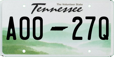 TN license plate A0027Q
