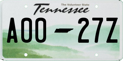 TN license plate A0027Z
